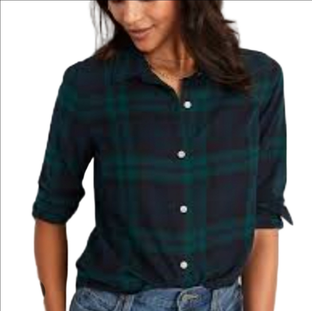 Old Navy Plaid Shirt Green and Navy